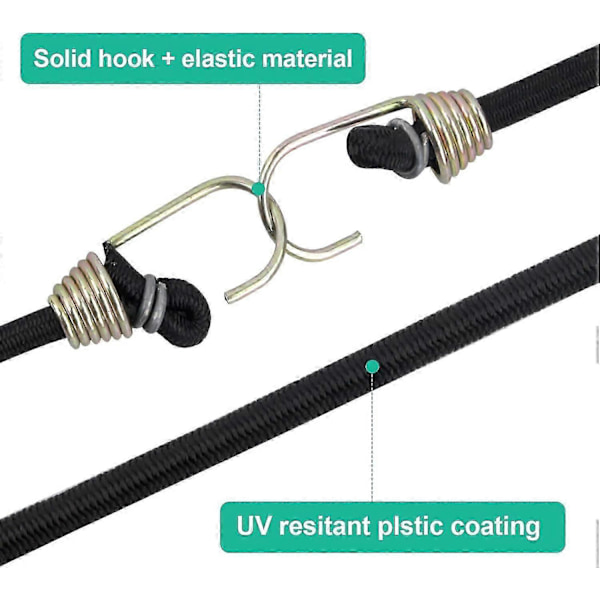 10 stk. Elastiksnor med Mini Elastikkroge Kraftig Universal Elastiksnor, Black_SZXM