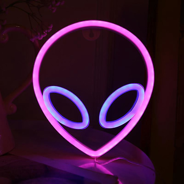 Neonväggdekorset - LED-lampor för sovrum - Rymdelement Alien Planet Raket - Coola barnens dekoration