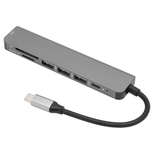 USB C-hub 7-i-1 Multiport aluminiumslegering HD USB C til 4K 30HZ HD multimediegrensesnitt Ethernet til USB-adapter
