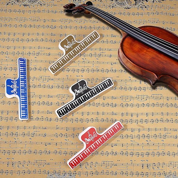 Notklipp, 4-pack notbladshållare för piano, gitarr, fiol - 15*2 cm plastfilverktyg