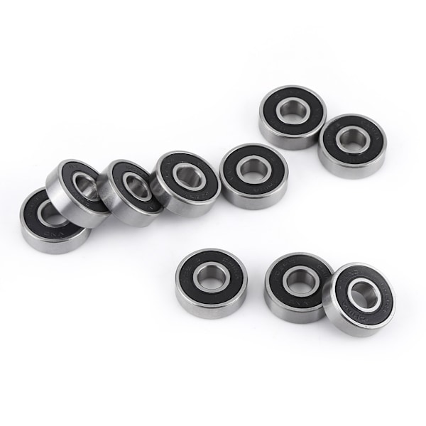 10 STK 608-2RS kugleleje Dobbeltsidet sort gummiforseglet dyb rille