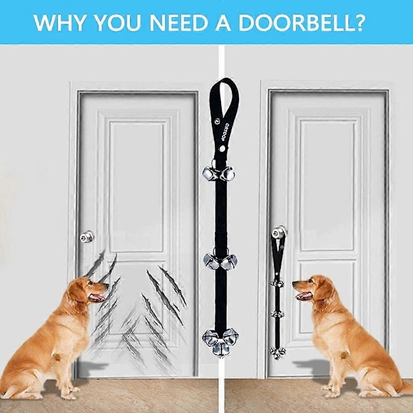 Hundedørklokker Premium Potte Trening Stor Hundeklokke Justerbar Hundedørklokke for Potte Trening av Valpen Din Enkelt - Premium Kvalitet - 7 Ekstra Store Høye