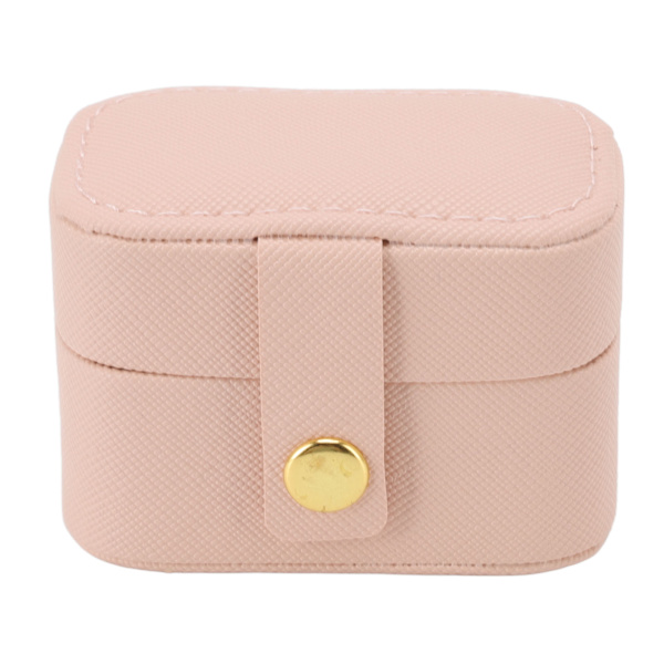 Mini Ring Opbevaringsboks PU Læder Lille Smykkeboks Organizer Lille Rejse Ørering Etui Pink