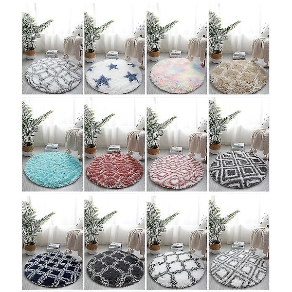 Myk og fluffy rund teppe for stue/soverom - 40 cm i diameter