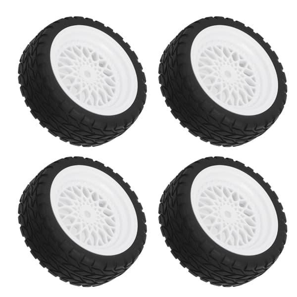 4 st RC-hjul Däck Gummidäck Plasthjul Fälg Bättre Grepp Stabil 1/10 Gummihjul Däck för 1/10 RC Racingbil Vit