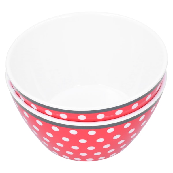 4 stk. 6 tommer salatskål middagsserveringsskålsæt køkkenimitation porcelænstallerkener røde prikker