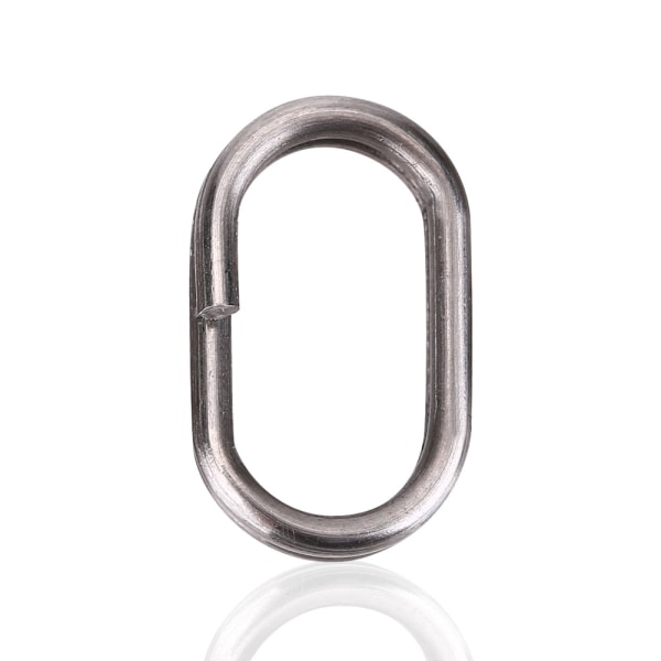 100 stk rustfritt stål ovale delte ringer Svingbar Snap fiskeredskapskobling (9x15mm)