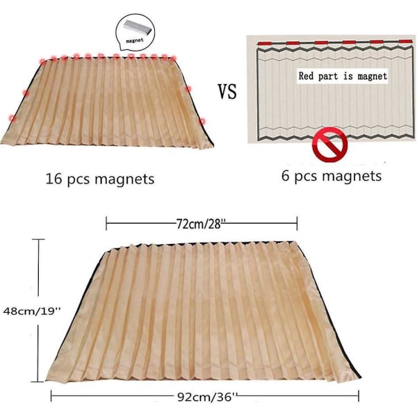 Guld bil sidevindue solskærm, magnetiske bilgardiner til UV-stråleblokering og beskyttelse af privatlivets fred