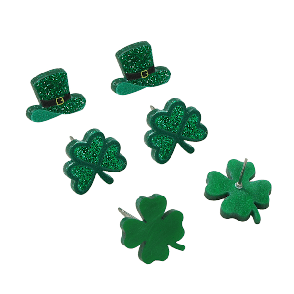 3 par Patrick Day örhängen Fashionabla lyckliga gröna shamrock hatt örhängen för fester