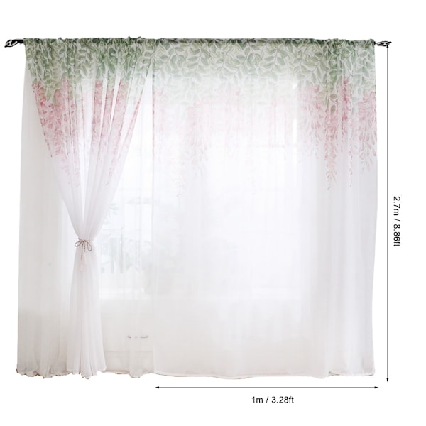 Polyester Vinduesgardin Valancer Voile Soveværelse Stue Dekoration (Pink)
