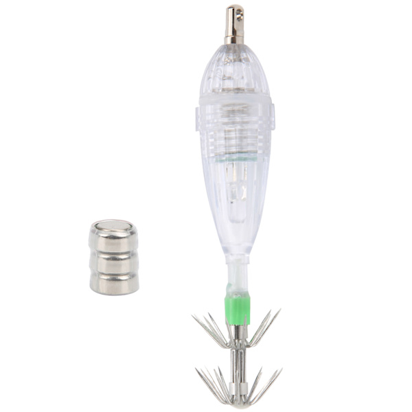 Fiskeri LED Lokke Lys Blæksprutte Form Hvidt Lys Farve Agnsfisk Under Vand Lokke Lampe med Krog