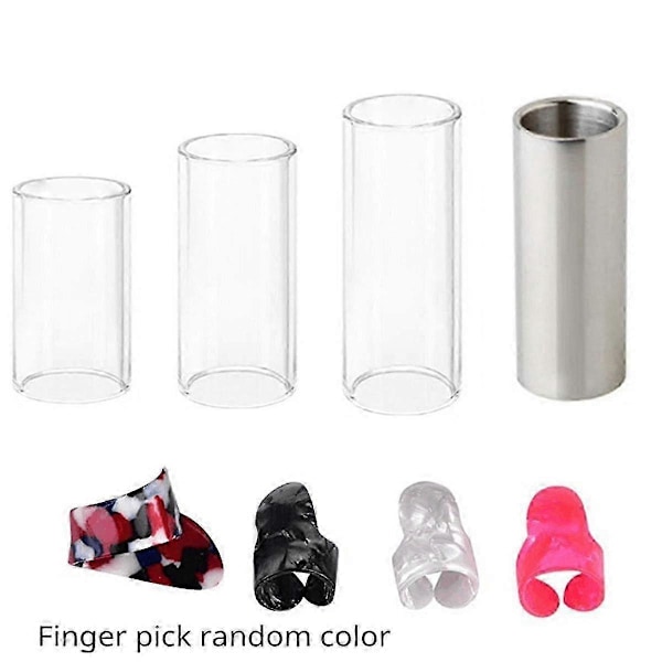 Gitar Slide Rustfritt Stål Metall/Glass Finger Slide kompatibel med Gitar Bass Banjo Ukulele Strenginstrument Tilbehør
