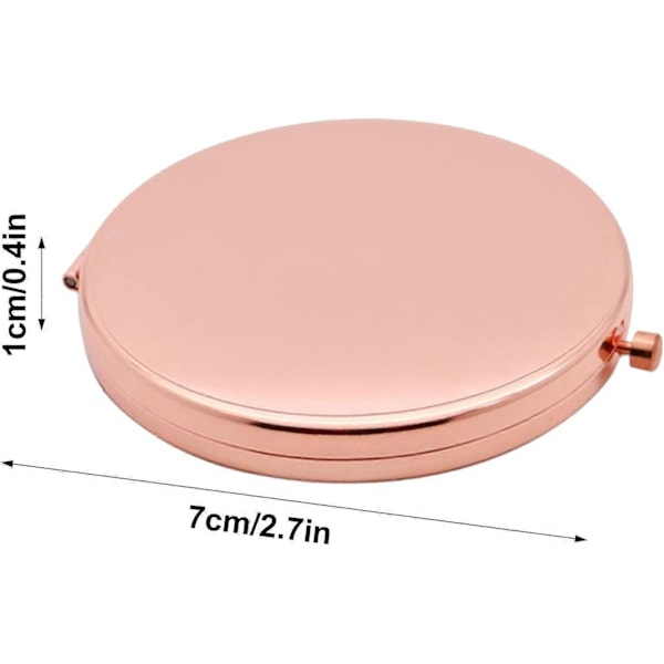 Dubbelsidig fickpegel, sminkspegel, kompakt spegel, rund hopfällbar spegel 7 cm guld