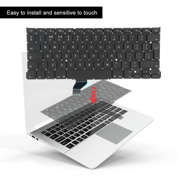 Svart erstatningstastatur for bærbar PC, britisk layout, passer til MacBook Pro A1502 13 tommer