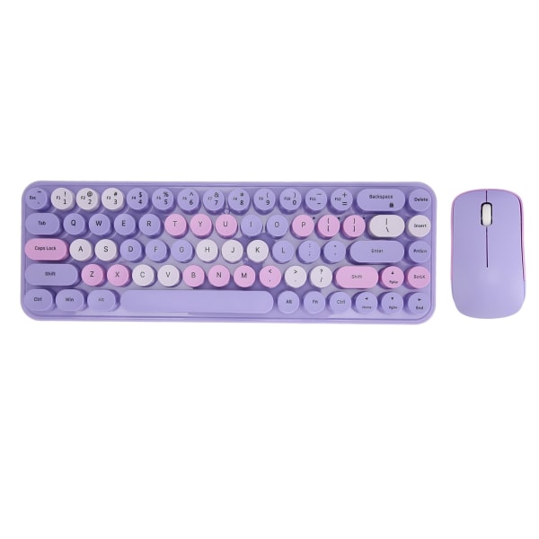 USB Tastatur Mus 2.4G Trådløs 68 Taster Lavt forbruk Retro Søt ABS Gaming Tastatur Mus for PC Lilla Blandet Farge