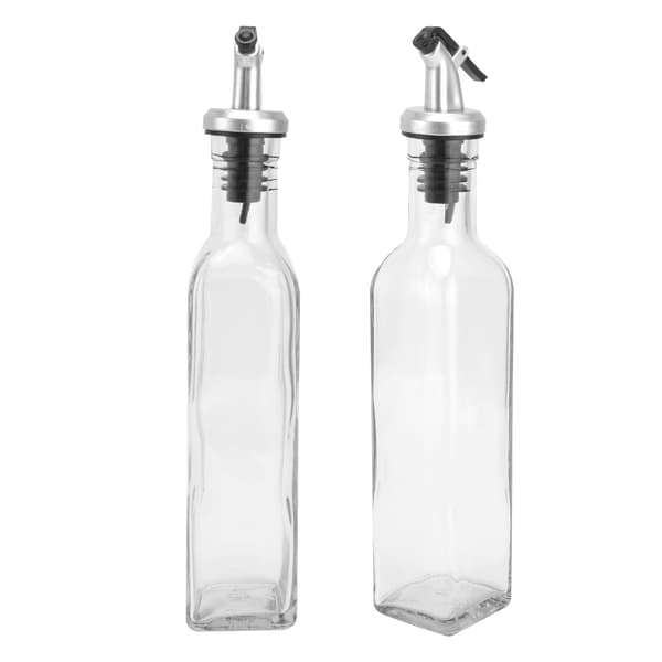 Oljedispenser Glas och spraymålad plastoljekanna för sojasås vinäger matlagningsvin
