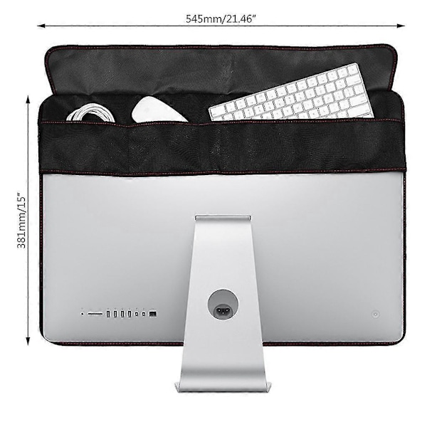 Svart Dammtätt Skydd Vattentätt PU Läder Skyddsfodral Med/Utan Ficka För Apple För Imac För Macbook 21/27 Tum Skärm