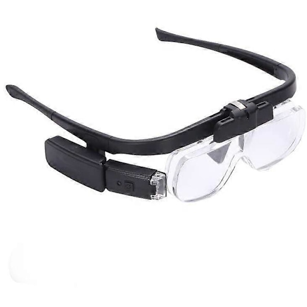 Oppladbare forstørrelsesbriller for hodet, håndfri hodemontert forstørrelsesglass med 3 avtakbare linser og 2 LED-lys, flotte forstørrelsesbriller for hobby og