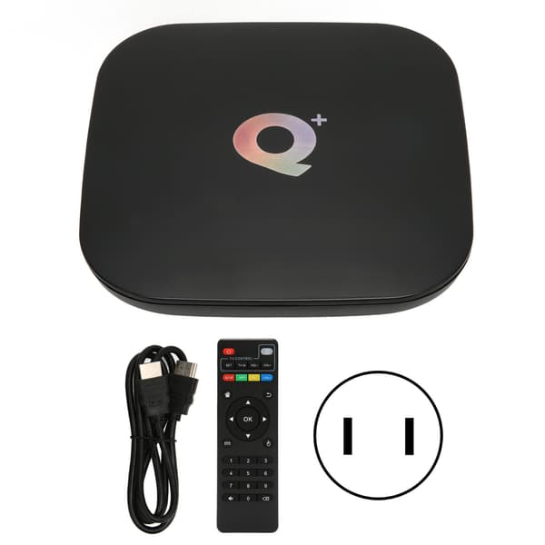 för Android 9.0 TV Box 4GB RAM 64GB ROM Q Plus 4 Core Stöder 3D 6K 2.4GHz WiFi USB 3.0 Intelligent TV Box 100‑240V US-kontakt
