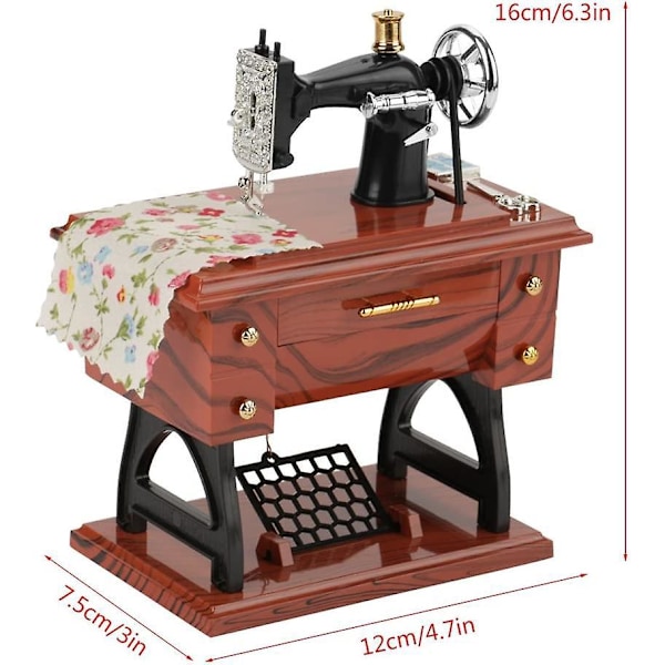 Speldosa, Symaskinsspeldosa, Mini Vintage Speldosa Simuleringssymaskin Födelsedagspresent Julklapp