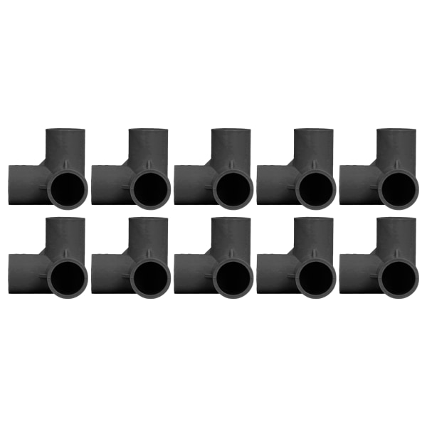 10 stk. 3-vejs Rørfittings PVC Plastik T-stykke Fitting Albuehjørneforbindelse 25 mm Indvendig Diameter Sort