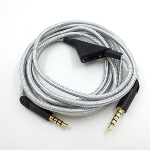 Hodetelefonkabel med volumkontroll Justerbar gaminghodesettkabel med tuningutstyr for Astro A10 A40 A30 6,6 fot sølv
