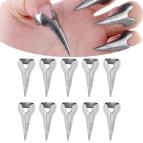 10 st Halloween kostym klor gotiska punk ringar retro spik ring klor helfinger ringar