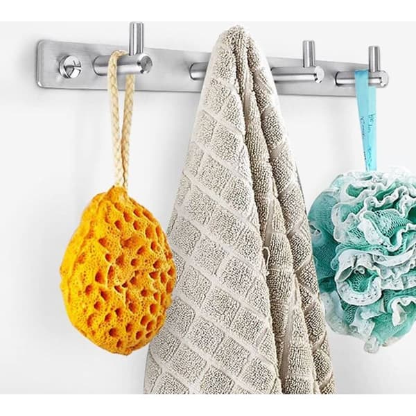 Debuns – 4 badekåbekroge – Vægmontering i rustfrit stål – 31 cm længde – 10 kg kapacitet – Skrueinstallation
