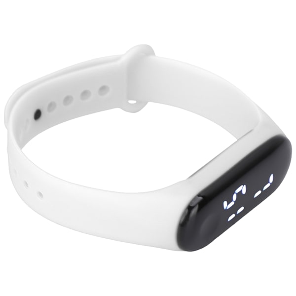Digitalur LED Hvidt Lys Display Plast Spejl Elektronisk Bevægelse Silikone Strap Sportsur til Student Hvid