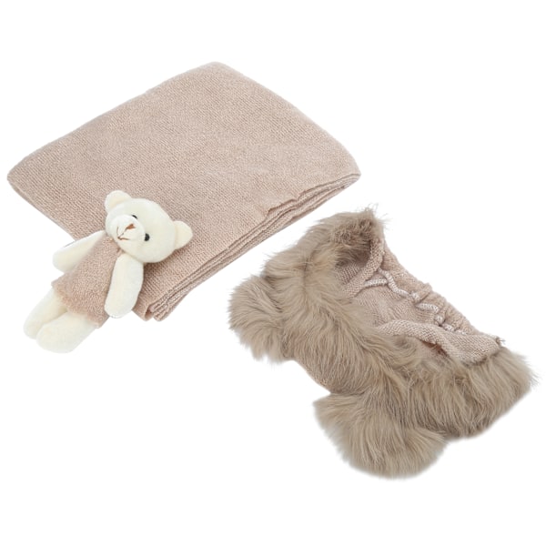 Vastasyntyneen vauvan valokuvausrekvisiitat Vauvan kuvausasu Hat Blanket Toy -setti vauvalle (Khaki Hat Blanket Toy)