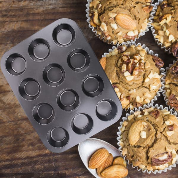 Muffinsform Non-Stick PTFE-belægning Rund 12 Huller Kagebageplade til Hjemmekøkken