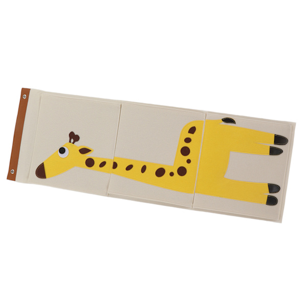 Väggmonterad förvaringsväska 3 lager garderob spjälsäng tecknad filt djurtyp över dörrhängande förvaringsväska giraff 100,7x34,8cm