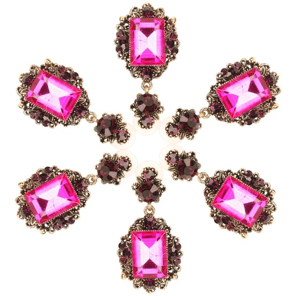 3 par øredobber Diamant Smaragd Dingle Retro Legering Mote Ørepynt Smykker Roserød
