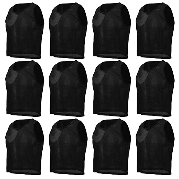12st Small Mesh Andas Barn Fotboll Träning Träningsväst Svart Barn Gratis Storlek