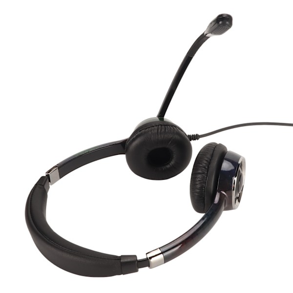 Kablet forretningsheadset med støydemping, ergonomisk binaural telefonhodetelefon med mikrofon for kontorsamtaler, dobbel 3,5 mm porter