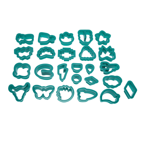 25 st lerörhängsskärare Livsmedelsklassad plast diverse stilar tjock kant polymer lerskärare set för gör-det-själv-hantverk Mörkgrön