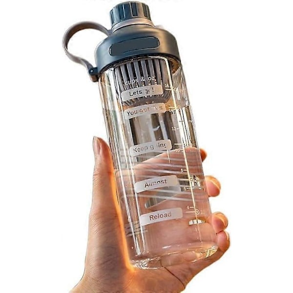 Urheilujuomapullo, urheiluvesipullo, suuri vesipullo teesuodattimella, muovinen vesikuppi ajalla (Koko: 650 ml, Väri: sininen)