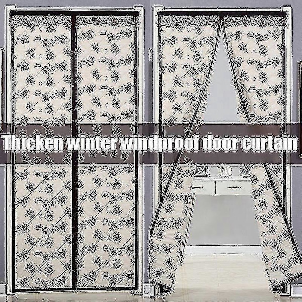 Vinterdørgardin for husholdninger, magnetisk varmeisolasjon, varm, vindtett skillevegg, lydisolerende dørgardiner, holder hjemmet varmt, B80cm X H220cm