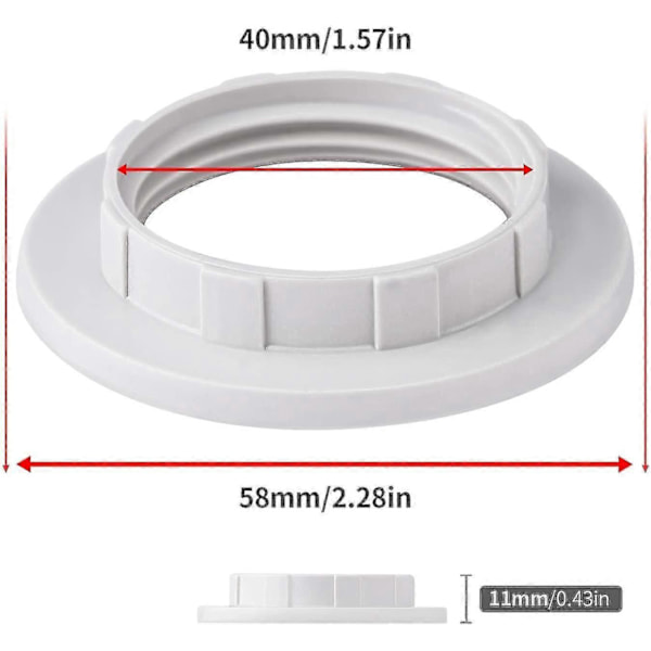 10 st Lampskärmsreduceringsring E27-omvandlare för lamphållare Vridbar plastlampskärmsmontering Brickadapterring A Vit
