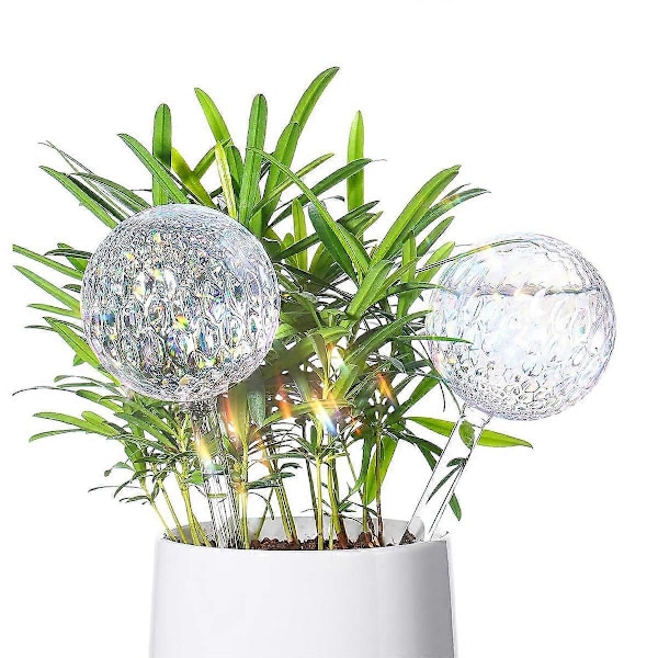2 stk. Plantevandingskugler, mønstret glas regnbuegradient
