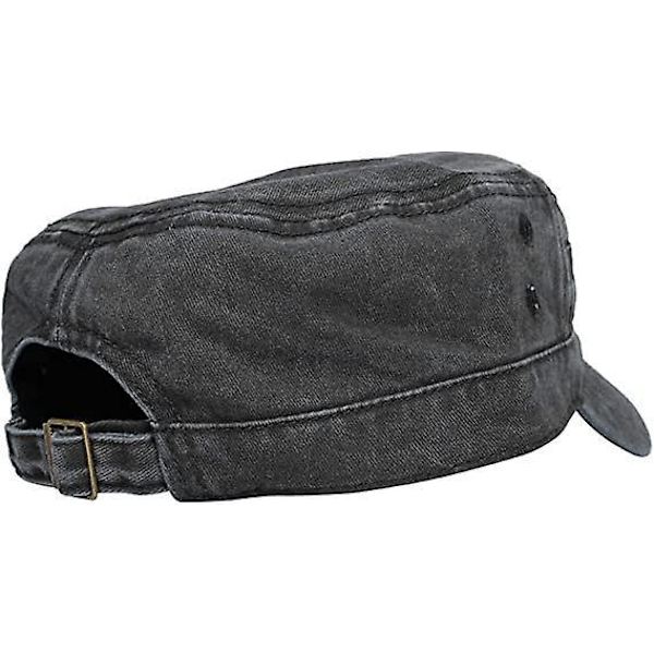 Klassisk militær kasket - Unisex hætte, bomulds kadethætte til mænd og kvinder, forår/sommer, sort