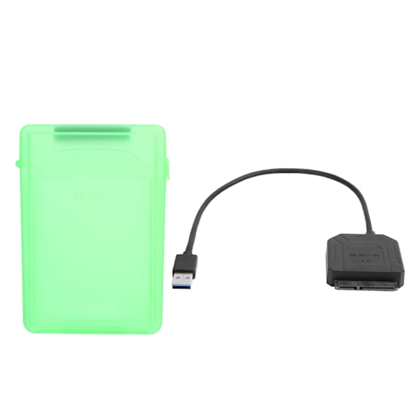 SATA USB 3.0-adapter 2,5 tommer 3,5 tommer SSD HDD harddisk-kabel datamaskintilbehør beskyttelsesboks (grønn)
