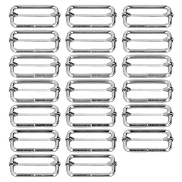 20 st metallrektangeljusterare, hållbara, blekningsfria, utsökta, breda applikationer, metallspänne för kläder, ryggsäck, bälte, 3,5 x 38 x 20 mm