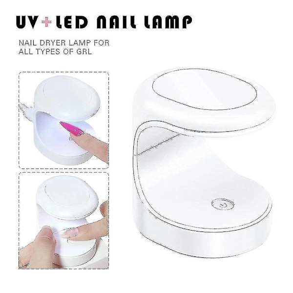 UV LED Mini Neglelak Hærdelampe USB Bærbar Enkelt Fingernegl Tørrer Hvid