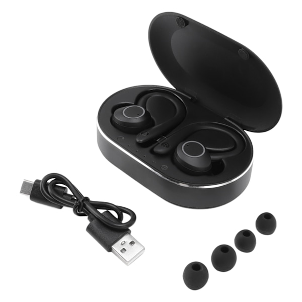 Bluetooth kuulokkeet vedenpitävät stereomelua vaimentavat langattomat nappikuulokkeet mikrofonin korvakoukulla ajamiseen Sports Travel Musta