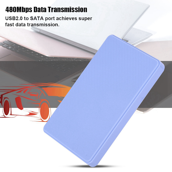480 Mbps dataoverføring ekstern HDD-kabinett USB2.0 til SATA 2,5 tommers HDD-kabinett - Blå