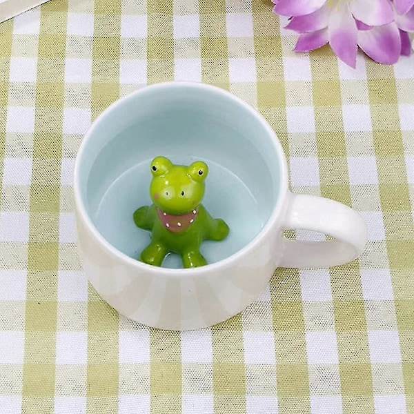 3D Djur Söt Groda Kaffemugg, 35 cl Rolig Tecknad Handgjord Figurin Mjölk Te Kopp, Groda Presenter till Vänner Barn Flickor Fru Mormor Moster Födelsedagspresent