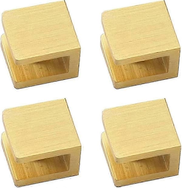 Drill-Free Glass Support for 8mm-10mm, 4-Pack Gold-Colored Clamp Brackets