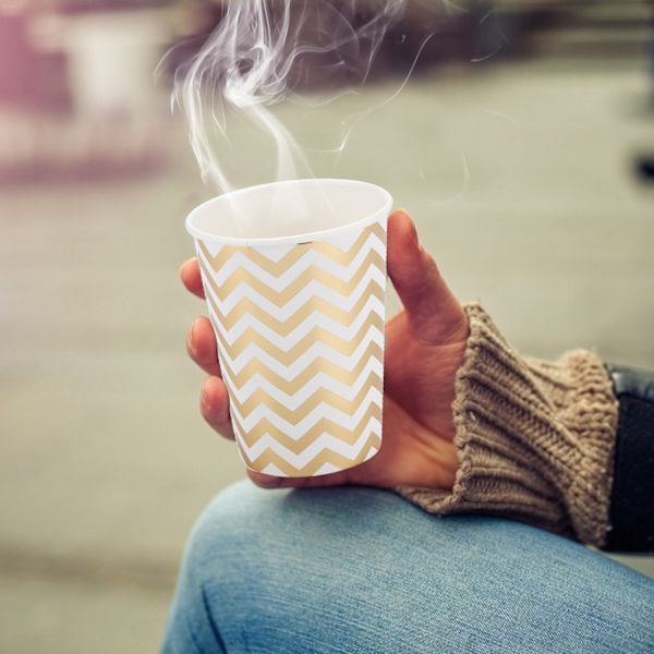 8 kpl 270 ml:n kertakäyttöiset paperimukit juomakupit syntymäpäiväjuhlan koristetarvikkeet 8 kpl 270 ml:n kultafoliointi aalto