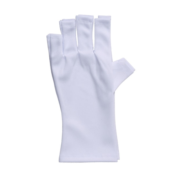1 par Gel Manicure Handsker Professionel Effektiv Forhindrer Garvning Stråling UV Lys Handsker til Manicure Hvid Kort